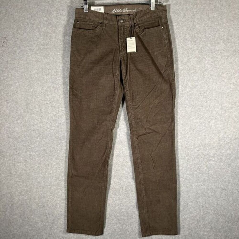 Eddie Bauer Boyfriend Cord Pants Womens 2 x 32 Corduroy Drift Wood ‎ Relaxed Fit